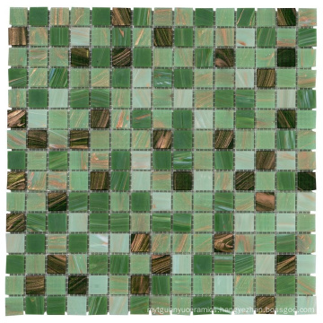 Soulscrafts Square Gold Line Glass Mosaic for Swimming Pool Tile